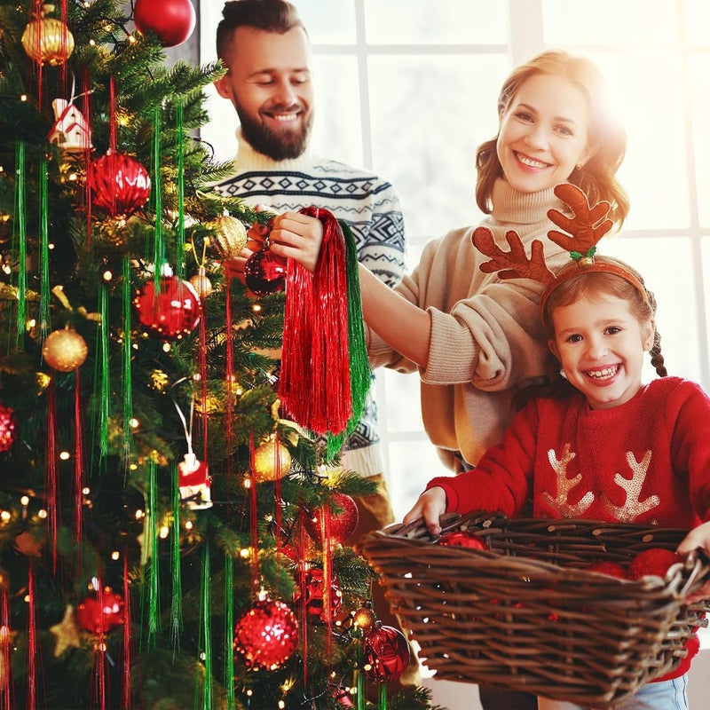 Lyrow Store 40000 Strands Tinsel Icicles 19.7 inch Christmas Tree Tinsel Foil Fringe Hanging Winter Home Decorations for Xmas Tree Holiday Decor Birthday Wedding Anniversary Party Supplies(Red, Green) - Image 4